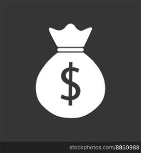 Money Bag flat icon. Money symbol. American currency. Vector illustration.