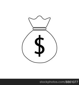 Money Bag flat icon. Money symbol. American currency. Vector illustration.