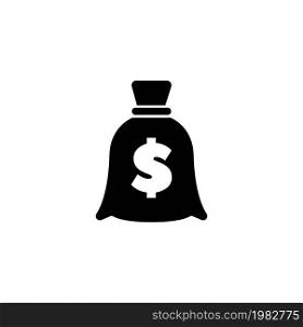 Money Bag. Flat Vector Icon. Simple black symbol on white background. Money Bag Flat Vector Icon