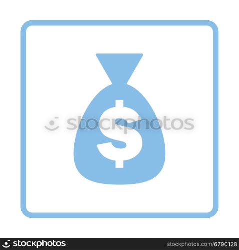 Money bag icon. Blue frame design. Vector illustration.