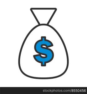 Money Bag Icon. Editable Bold Outline With Color Fill Design. Vector Illustration.
