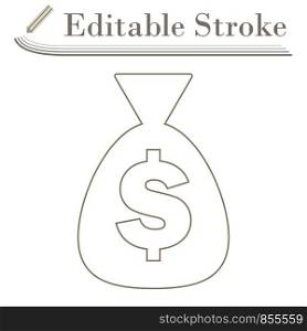 Money Bag Icon. Editable Stroke Simple Design. Vector Illustration.