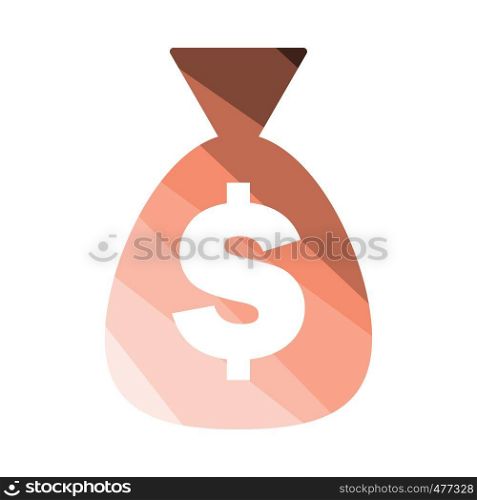 Money bag icon. Flat color design. Vector illustration.