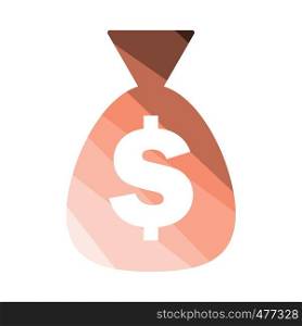 Money bag icon. Flat color design. Vector illustration.