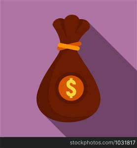 Money bag icon. Flat illustration of money bag vector icon for web design. Money bag icon, flat style