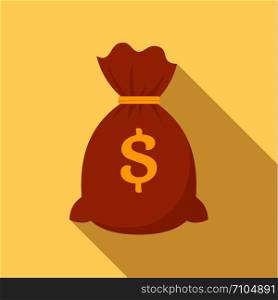 Money bag icon. Flat illustration of money bag vector icon for web design. Money bag icon, flat style
