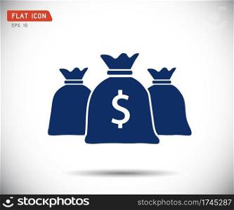 Money bag icon, Flat logo vector illustration