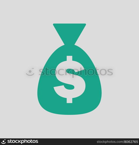 Money bag icon. Gray background with green. Vector illustration.