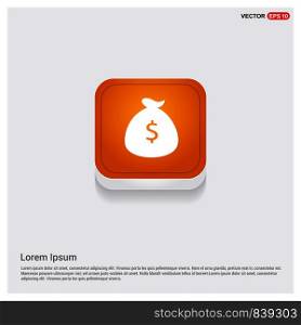 Money Bag Icon Orange Abstract Web Button - Free vector icon