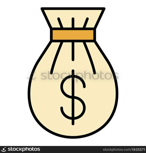 Money bag icon. Outline money bag vector icon color flat isolated. Money bag icon color outline vector