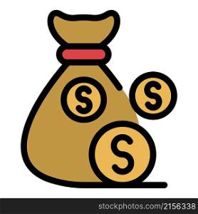 Money bag icon. Outline money bag vector icon color flat isolated. Money bag icon color outline vector