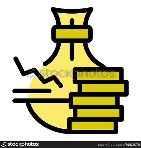 Money bag icon outline vector. Business bank. Digital local color flat. Money bag icon vector flat