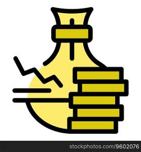 Money bag icon outline vector. Business bank. Digital local color flat. Money bag icon vector flat