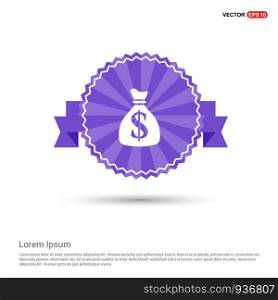 Money Bag Icon - Purple Ribbon banner