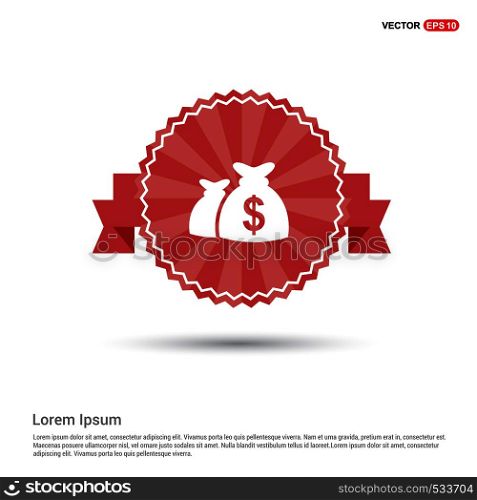 Money Bag icon - Red Ribbon banner