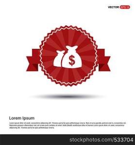 Money Bag icon - Red Ribbon banner