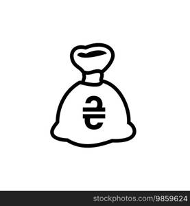 Money bag icon with hryvnia symbol, made in line style.