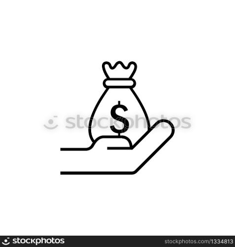 Money bag in hands icon isolated on white background. Vector EPS 10