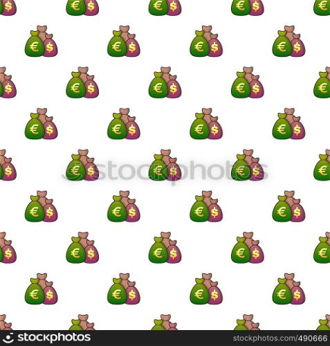Money bag pattern seamless repeat in cartoon style vector illustration. Money bag pattern
