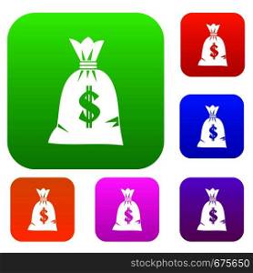 Money bag set icon in different colors isolated vector illustration. Premium collection. Money bag set collection