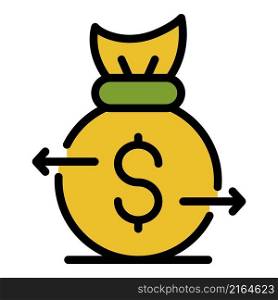 Money bag transfer icon. Outline money bag transfer vector icon color flat isolated. Money bag transfer icon color outline vector
