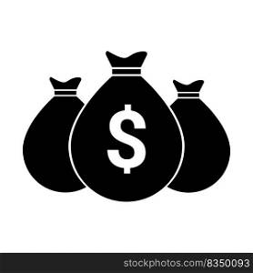 Money bag vector icon, moneybag flat simple cartoon illustration with black drawstring and dollar sign. Money bag vector icon, moneybag flat simple cartoon illustration with black drawstring and dollar sign.