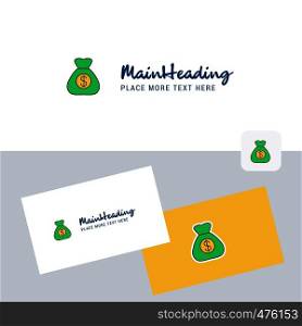 Money bag vector logotype with business card template. Elegant corporate identity. - Vector