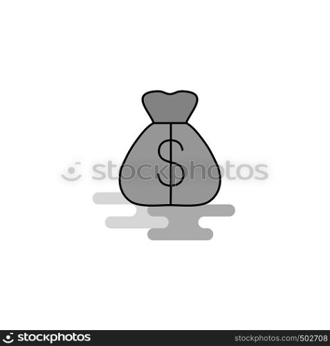 Money bag Web Icon. Flat Line Filled Gray Icon Vector