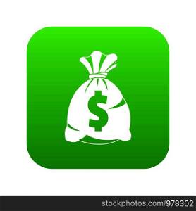 Money bag with US dollar sign icon digital green for any design isolated on white vector illustration. Money bag with US dollar sign icon digital green