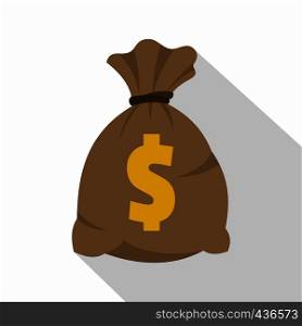 Money bag with US dollar sign icon. Flat illustration of money bag with US dollar sign vector icon for web on white background. Money bag with US dollar sign icon, flat style