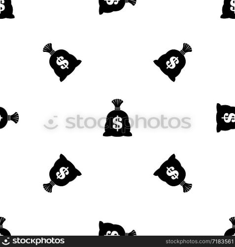 Money bag with US dollar sign pattern repeat seamless in black color for any design. Vector geometric illustration. Money bag with US dollar sign pattern seamless black