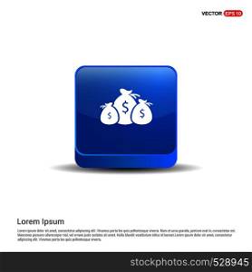 Money Bags Icon - 3d Blue Button.