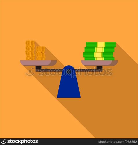 Money balance icon. Flat illustration of money balance vector icon for web. Money balance icon, flat style