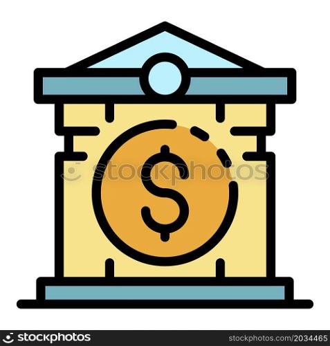 Money bank building icon. Outline money bank building vector icon color flat isolated. Money bank building icon color outline vector