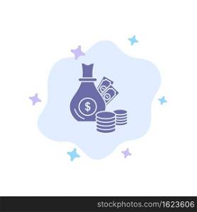 Money, Bank, Business, Coins, Gold Blue Icon on Abstract Cloud Background