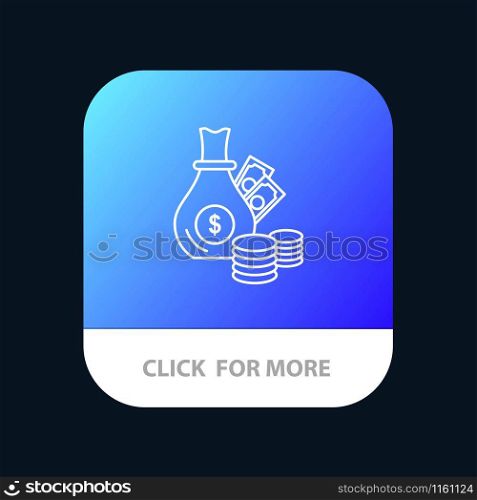Money, Bank, Business, Coins, Gold Mobile App Button. Android and IOS Line Version