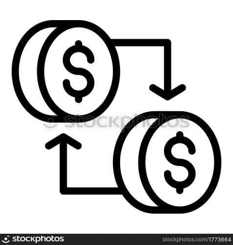 Money bank exchange icon. Outline Money bank exchange vector icon for web design isolated on white background. Money bank exchange icon, outline style