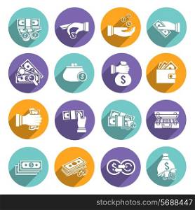 Money bank finance elements icon white set with savings exchange commerce elements isolated vector illustration