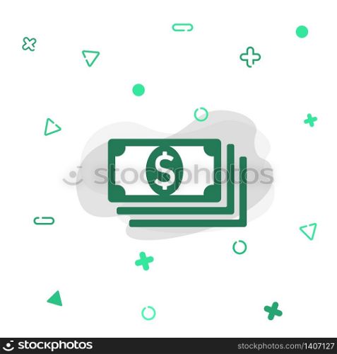 Money, banknote or dollar bill icon logo flat on isolated white background. EPS 10 vector.