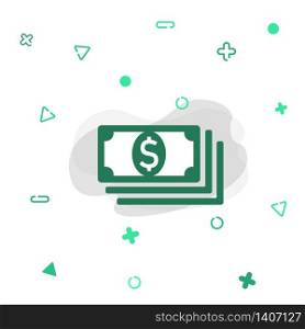 Money, banknote or dollar bill icon logo flat on isolated white background. EPS 10 vector.
