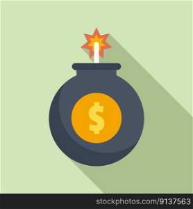 Money bomb icon flat vector. Business policy. Finance risk. Money bomb icon flat vector. Business policy