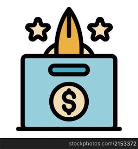 Money box startup icon. Outline money box startup vector icon color flat isolated. Money box startup icon color outline vector
