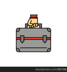Money, Briefcase, Case, Bag Flat Color Icon. Vector icon banner Template