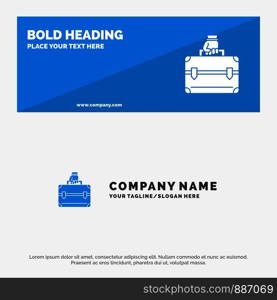 Money, Briefcase, Case, Bag SOlid Icon Website Banner and Business Logo Template