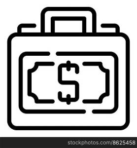 Money briefcase icon outline vector. Passive income. Computer job. Money briefcase icon outline vector. Passive income