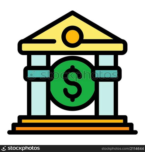 Money building icon. Outline money building vector icon color flat isolated. Money building icon color outline vector