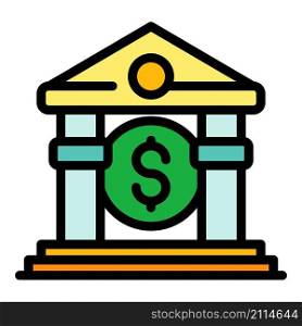 Money building icon. Outline money building vector icon color flat isolated. Money building icon color outline vector