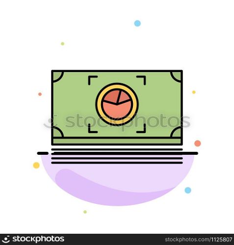 Money, Bundle, Cash, Dollar Abstract Flat Color Icon Template