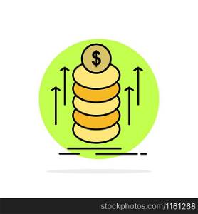Money, Bundle, Transfer, Coins Abstract Circle Background Flat color Icon