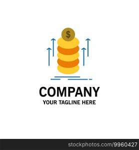 Money, Bundle, Transfer, Coins Business Logo Template. Flat Color
